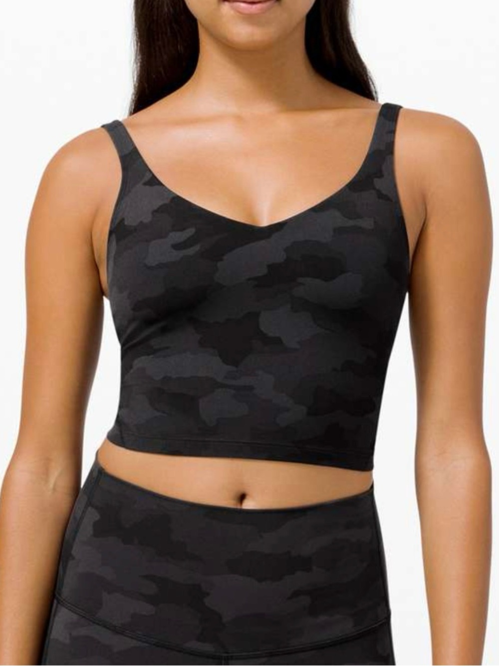 Lululemon align tank top camo heritage 365 deep coal womenโs 8 camouflage crop t